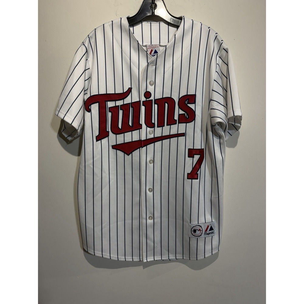 Vintage Minnesota Twins Jersey Men M Pinstripe MLB Baseball Embroidered Majestic